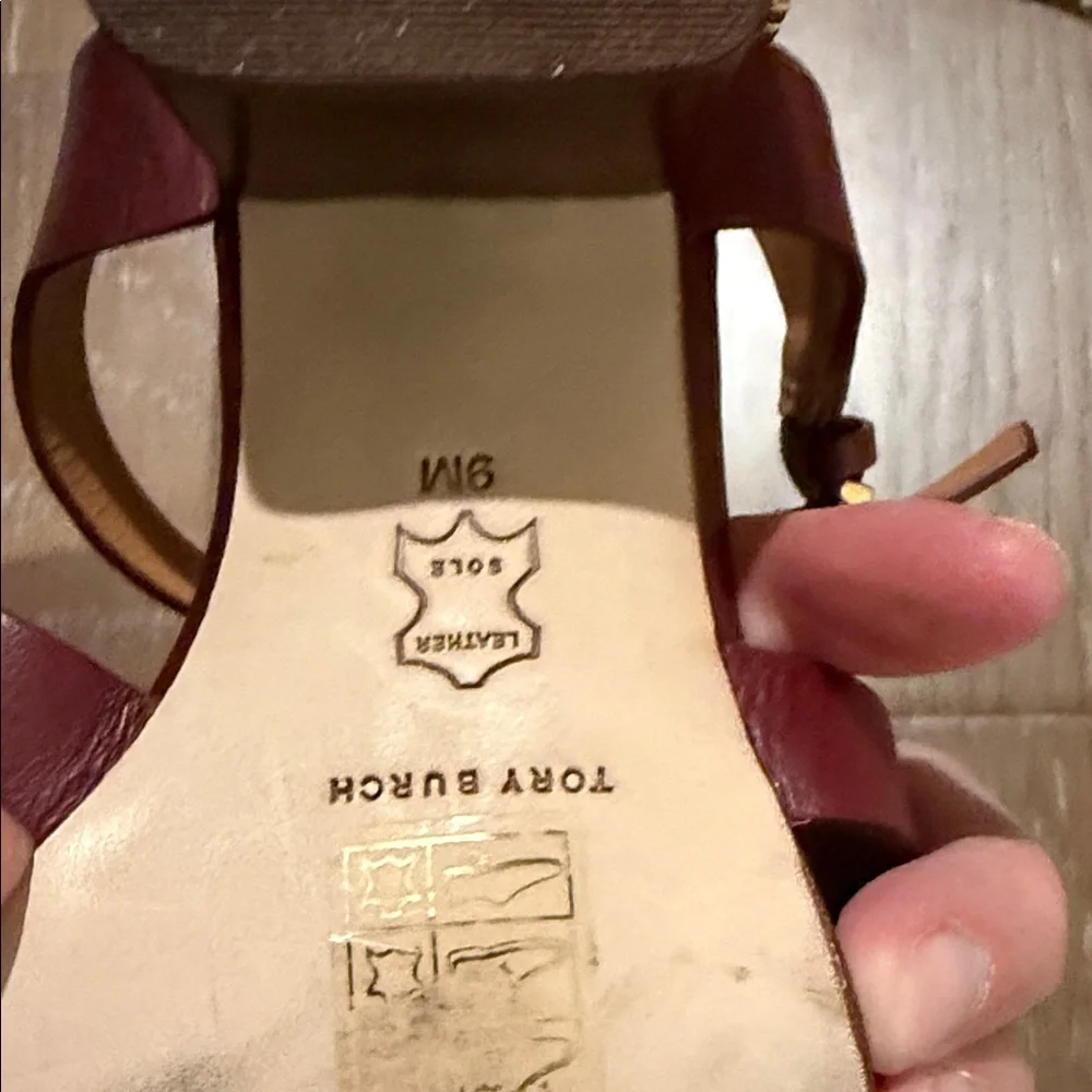 Tory Burch Burgundy Strappy Sandals - Picture 3 of 6